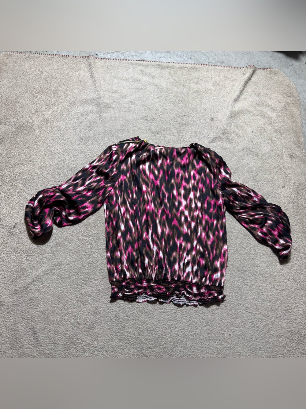 Michael Kors Top Womens Small Freesia 3/4 Roll Tab Sleeve Fuchsia Blouse NEW